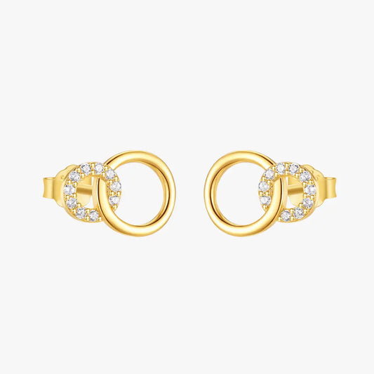 Double Circle Zirconia Stud Earrings
