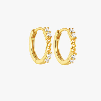Hollow Zircon Heart C-Shape Hoop Earrings