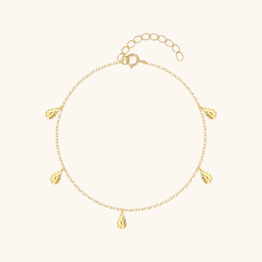 Textured Teardrop Charm Bracelet