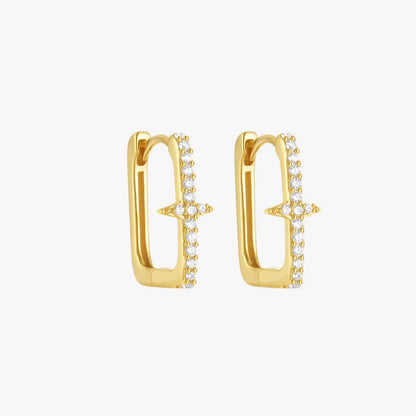 Four-Point Star Square Hoop Earrings