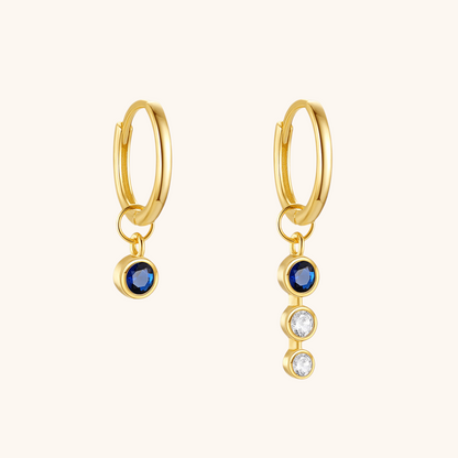 Sapphire and Crystal Drop Hoop Earrings