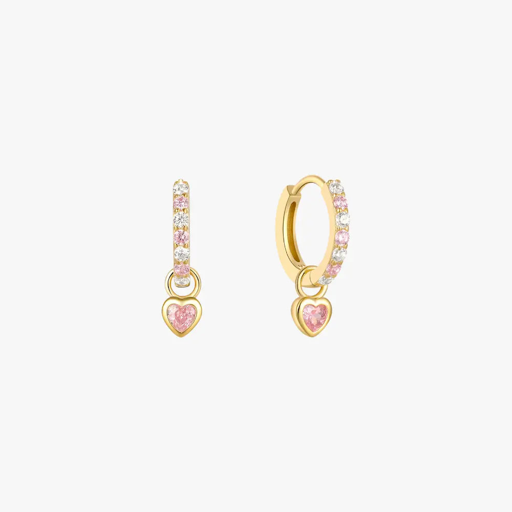 Boucles d'oreilles créoles en forme de cœur scintillant
