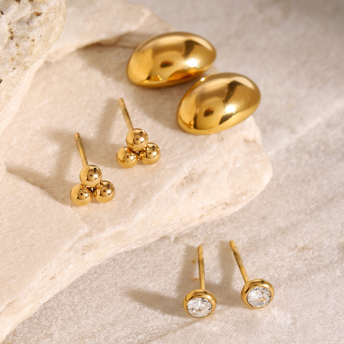 Golden Prelude – Geometric Trio Earring Set