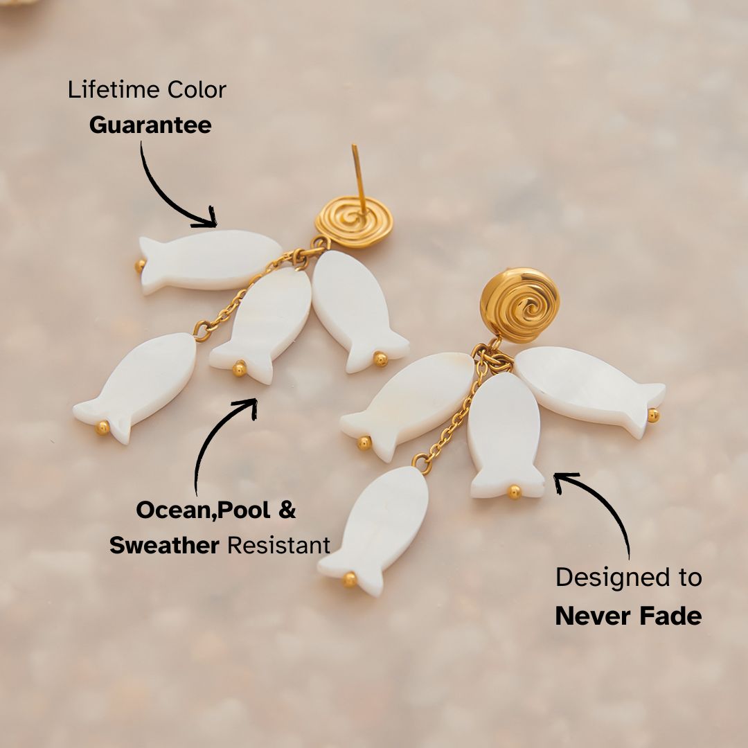 Moonlit Ocean Fish & Shell Earrings