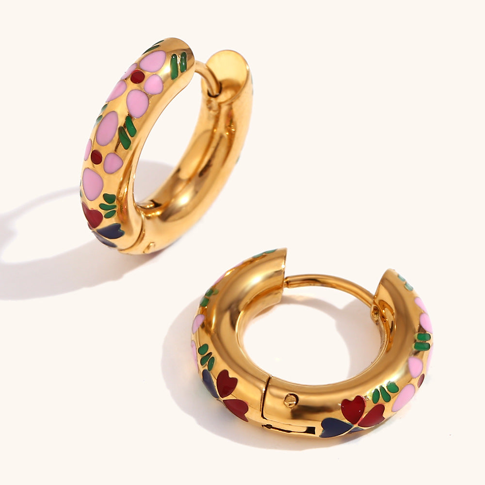 Enchanted Bloom Enamel Hoop Earrings