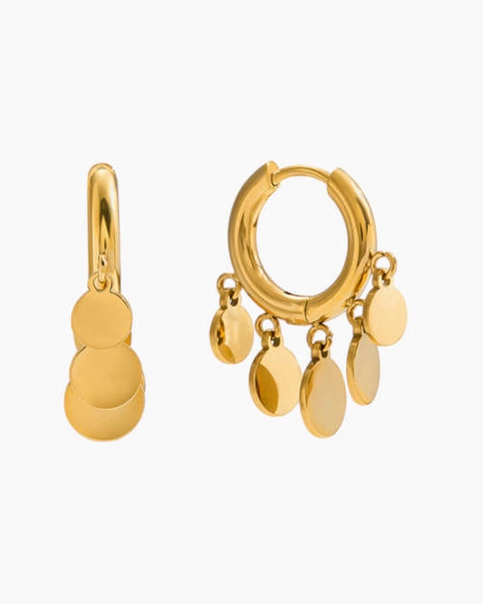 Dazzle Coin Drop Earrings - Golden