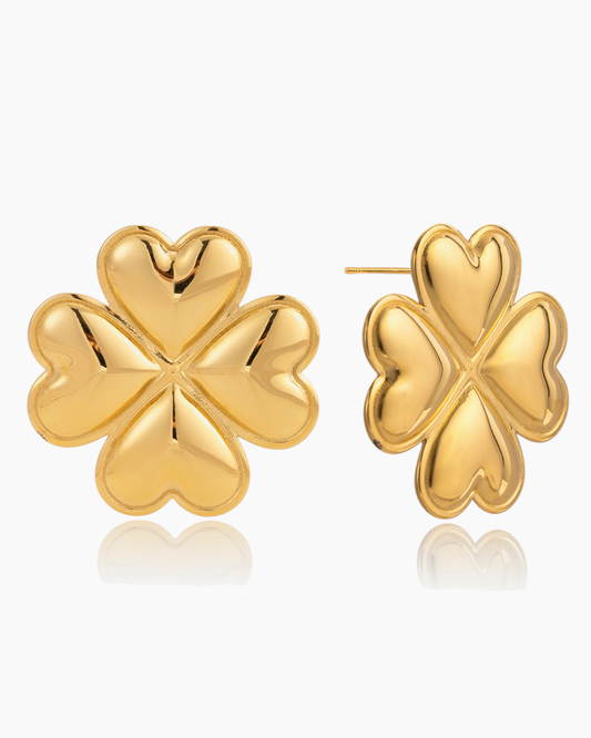 Radiant Clover Heart Earrings