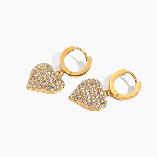 Radiant Heart Drop Earrings - Golden