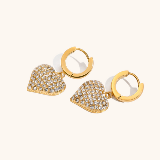 Radiant Heart Drop Earrings - Golden