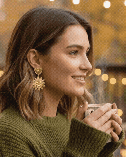 Sun & Heart Statement Earrings