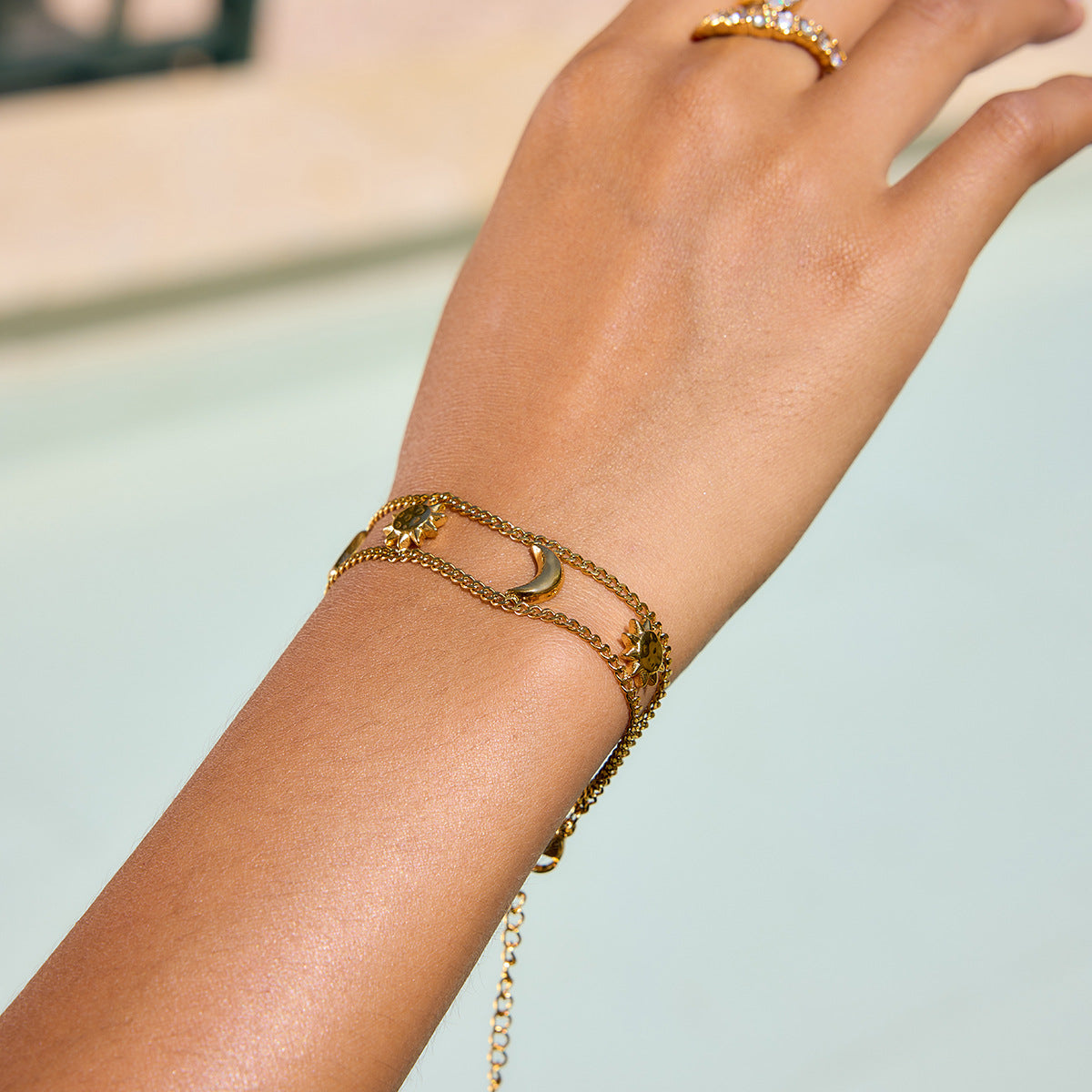 Bracelet styled with denim by the poolside for summer vibe.