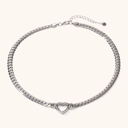 Bold Heart Pendant Necklace in Sliver Stainless Steel