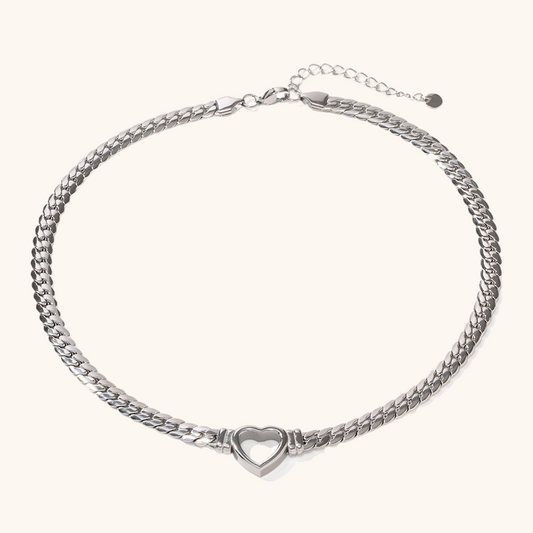 Bold Heart Pendant Necklace in Sliver Stainless Steel
