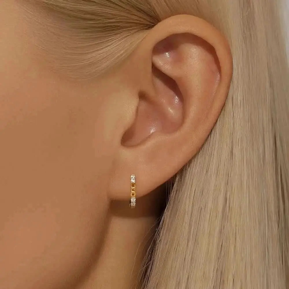 Hollow Zircon Heart C-Shape Hoop Earrings