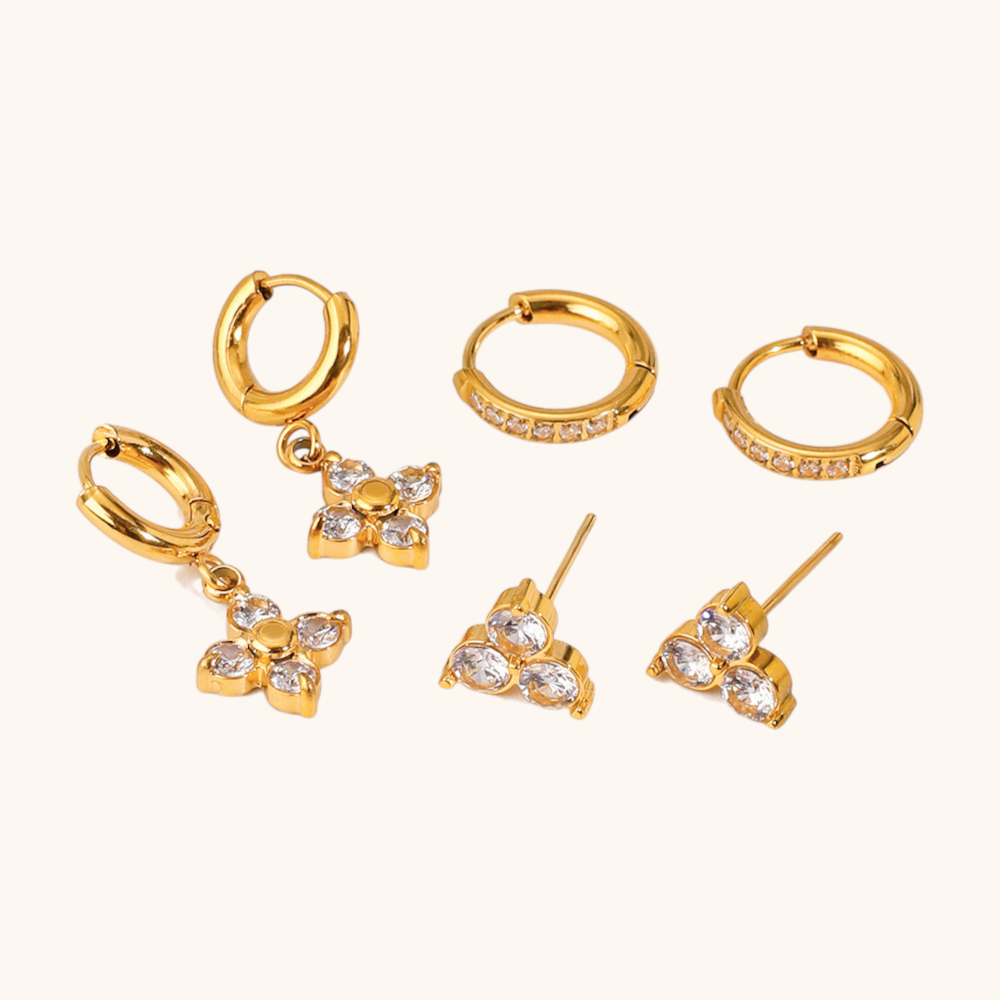Waterproof gold-plated mini hoops featuring cubic zirconia inlay