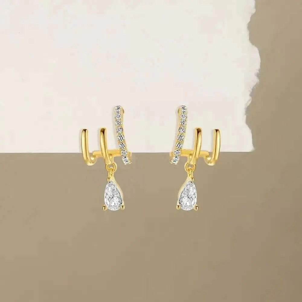 Pendientes colgantes de doble aro