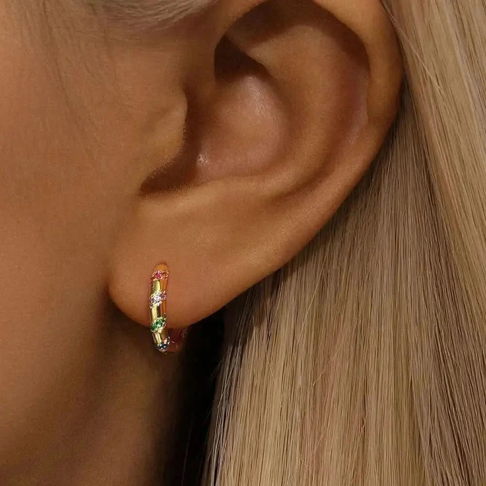 Colorful Crystal-Accented Hoops
