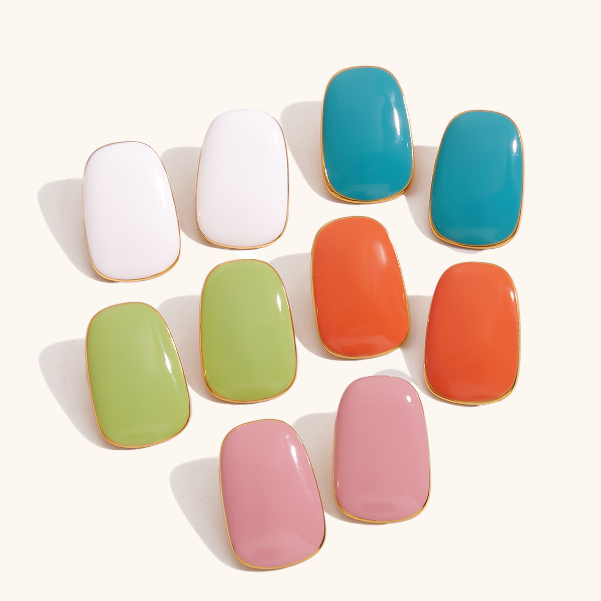 multi-color enamel stud collection with rounded rectangle design