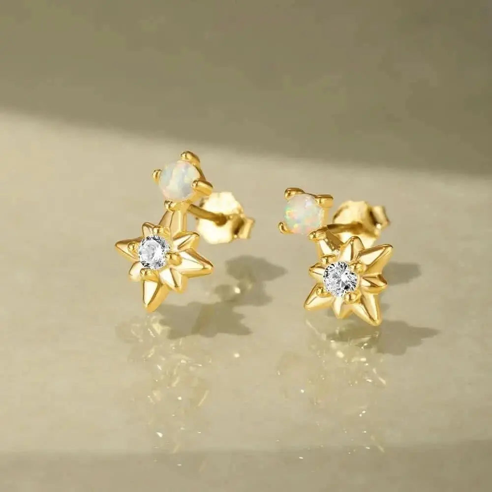 Pendientes con forma de estrella de ópalo