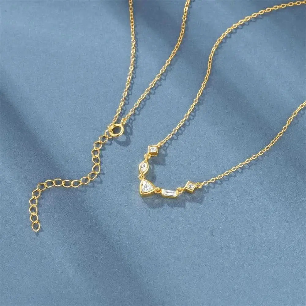 Irregular Geometric Zircon Layered Necklace