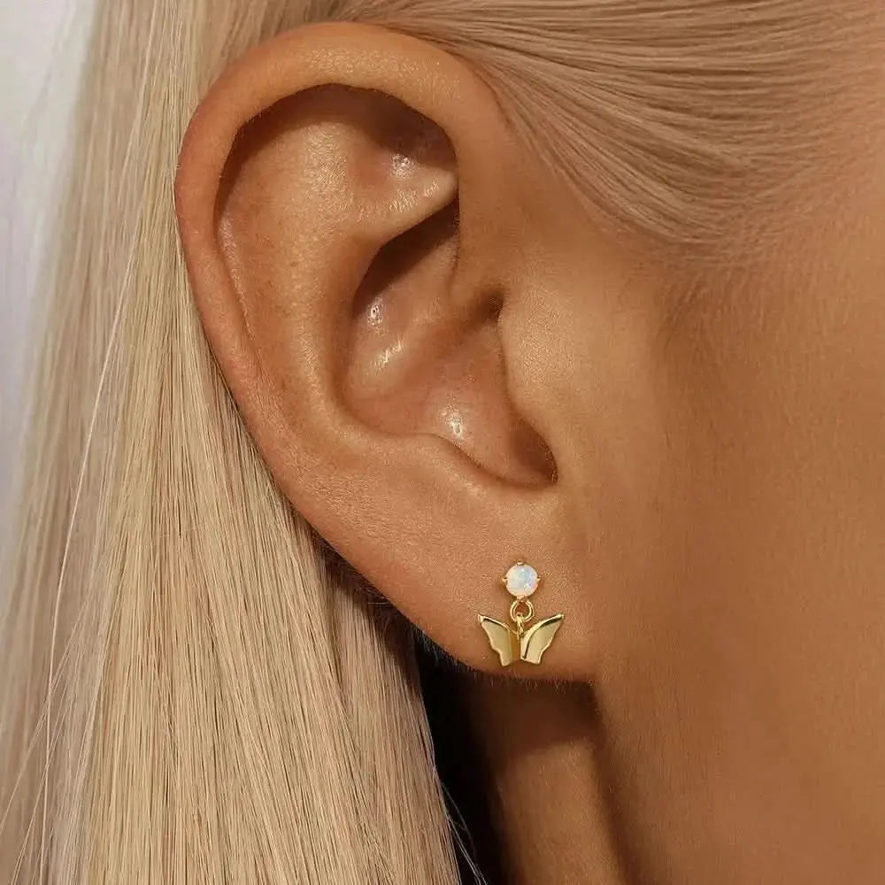 Opal Butterfly Stud Earrings
