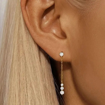 Zirconia Chain Tassel Drop Earrings