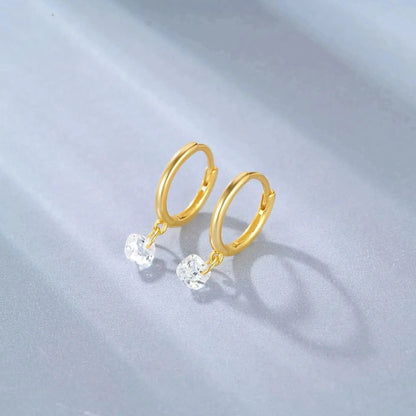 Zirconia Drop Hoop Earrings
