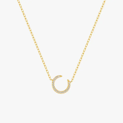 Crescent Moon Zircon Pendant Necklace