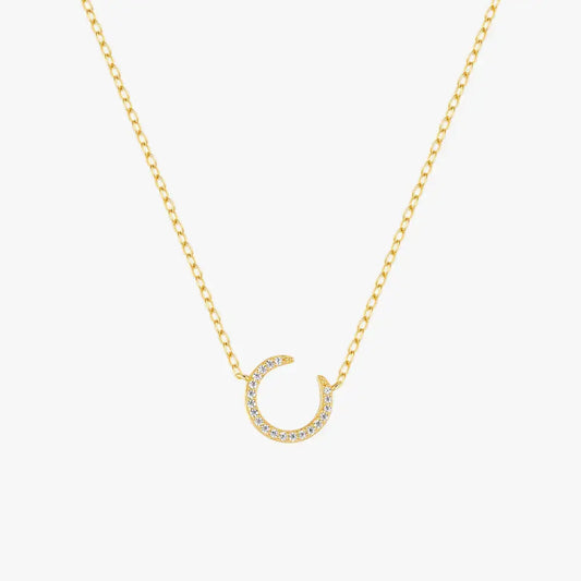 Crescent Moon Zircon Pendant Necklace