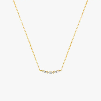 Single Row Square Zircon Pendant Necklace