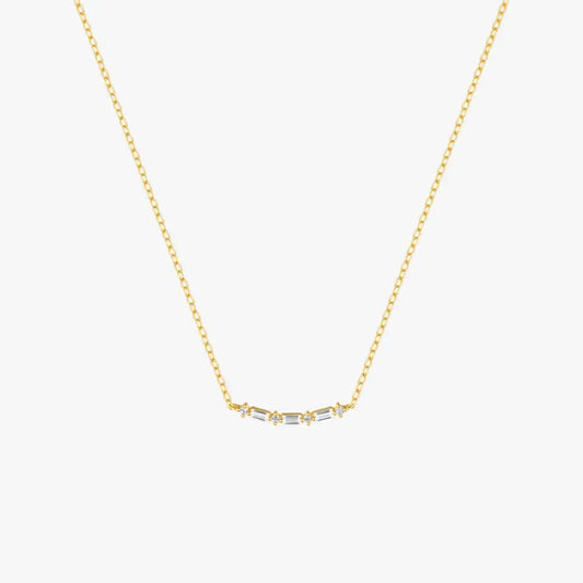 Single Row Square Zircon Pendant Necklace