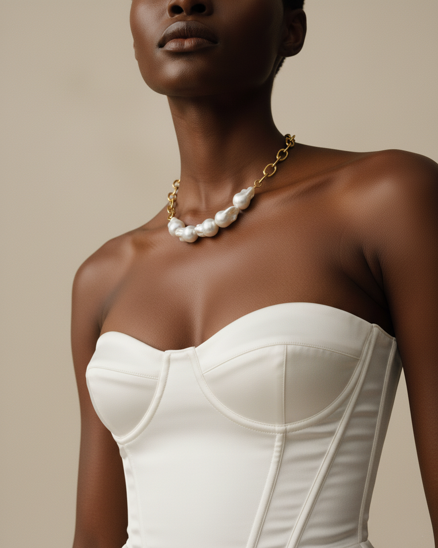 Chunky Chain Baroque Pearl Necklace