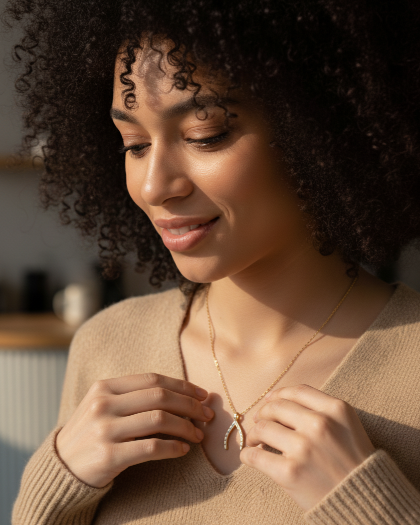 Crystal Wishbone Necklace