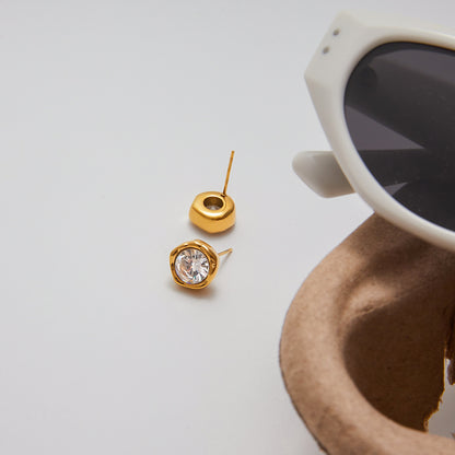 Gold CZ stud star earrings