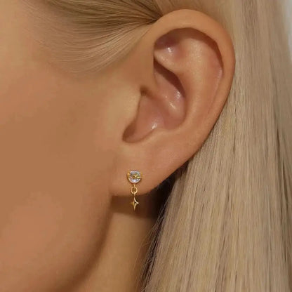 Moonstone Planet Drop Earrings