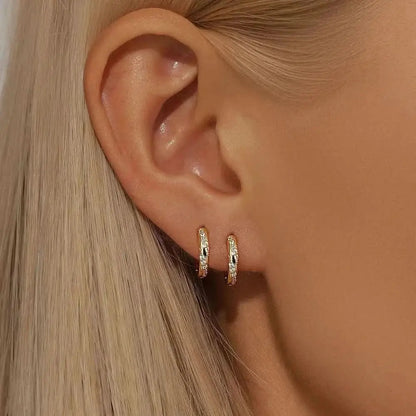 Gold Hoops with Gemstone Cluster Design