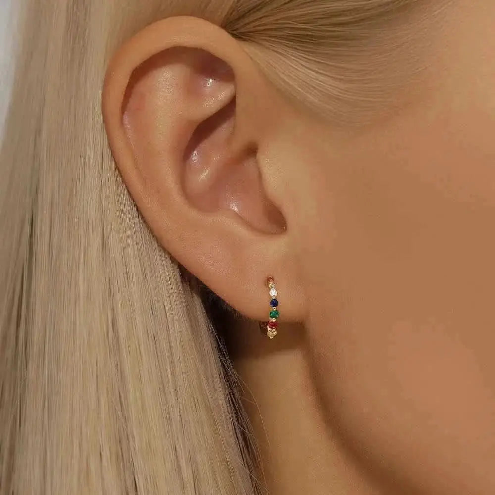 Gold Multicolor Hoop Earrings – Add a touch of elegance with these multicolored stone-encrusted hoops. Lightweight and stylish for any occasion.