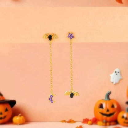 Halloween Bat and Moon Dangle Earrings