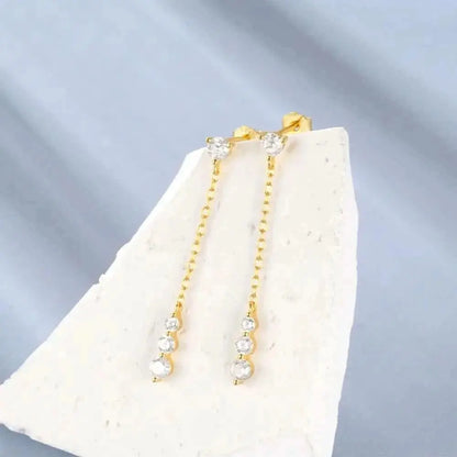 Zirconia Chain Tassel Drop Earrings