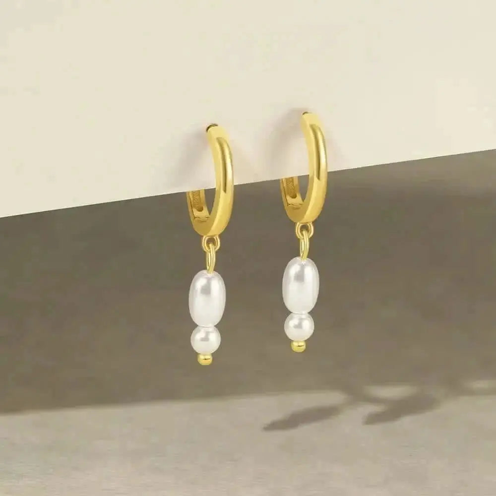 Pendientes de aro de perlas de lujo
