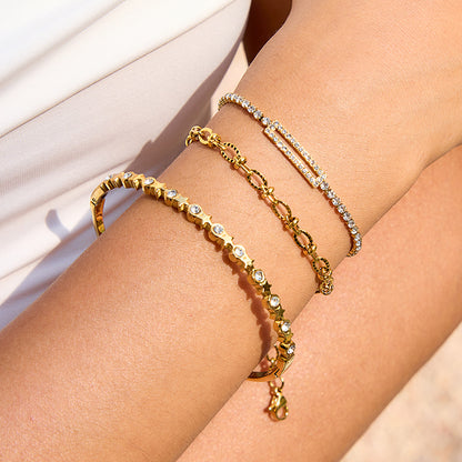 Gold layered chain bracelet for women, waterproof and never fade, beachwear style