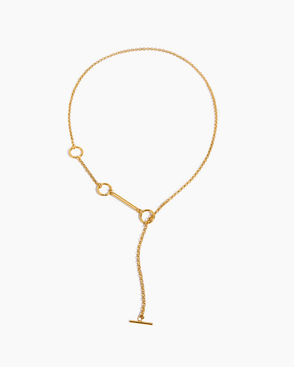 Gold necklace on a white background