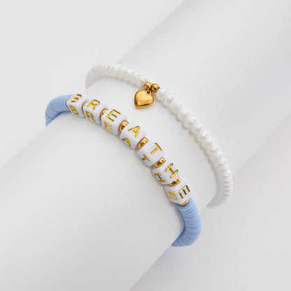 pastel blue and pearl bracelet set 