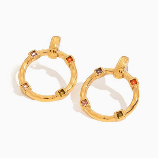 Solora Gem Circle Studs - Colorful