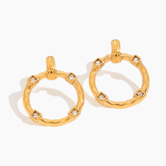 Solora Gem Circle Studs - White