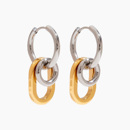 Echo Link Drop Earrings - Golden-Silver Mix