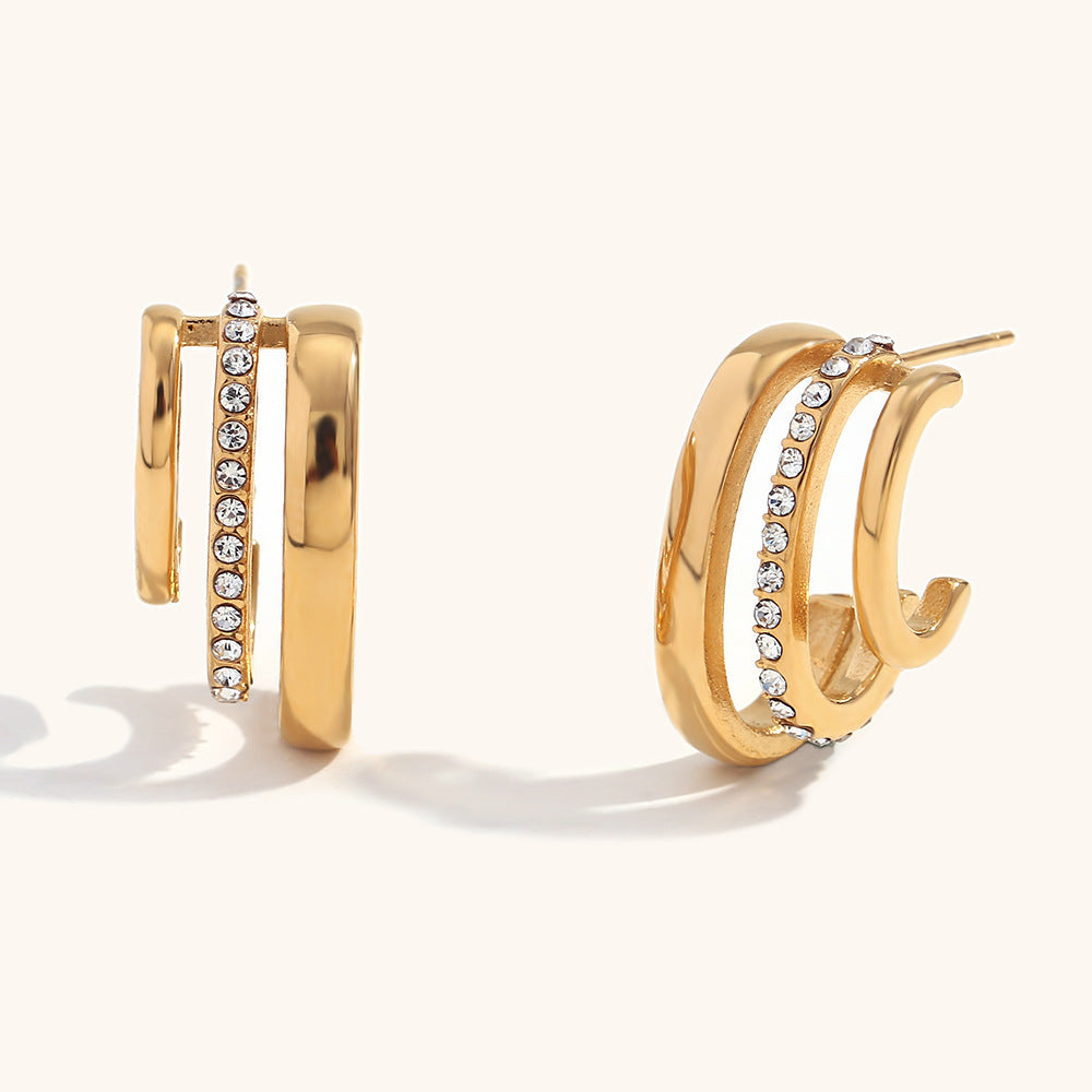 Luxe Dual Row Crystal Hoop Earrings