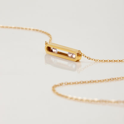 Stackable waterproof gold necklaces with bar detail