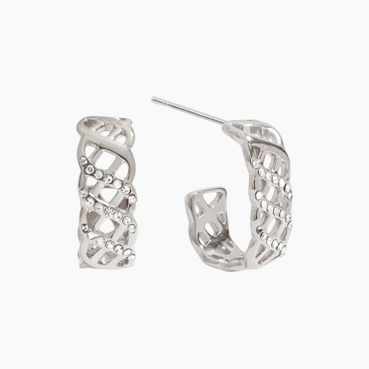 Lattice Glow Hoops - Silver
