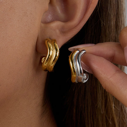 Duo Curve Hoops - Golden
